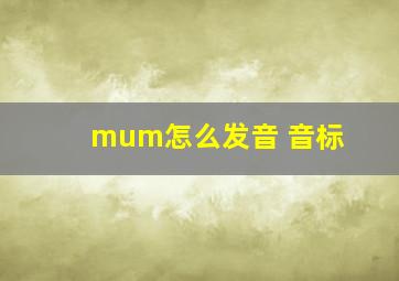 mum怎么发音 音标